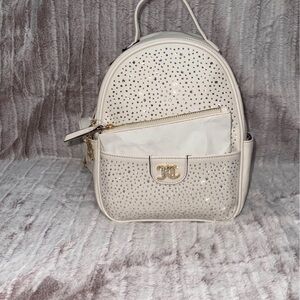 Juicy Couture Elegant Cream Backpack with Gold Accents Bejeweled